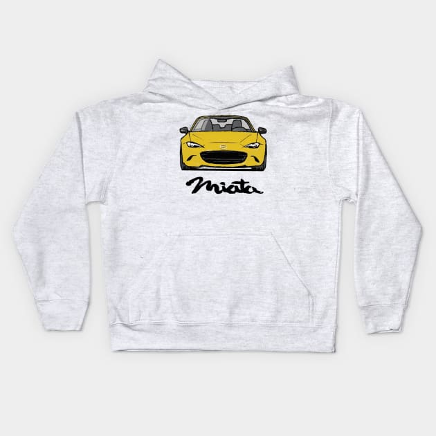 MX5 Miata ND Yellow Kids Hoodie by Woreth